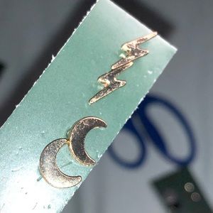 crescent and lightning bolt earrings